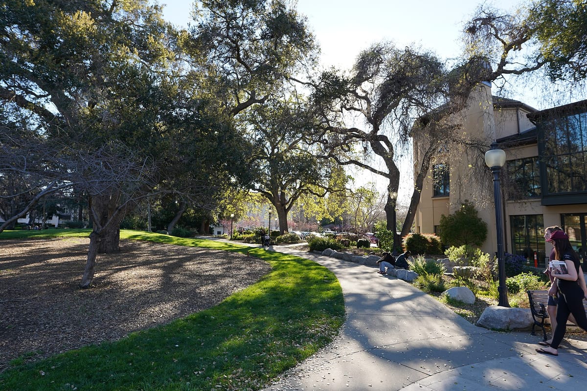 Lawns and trees in Pioneer Memorial Park, the town's first cemetery